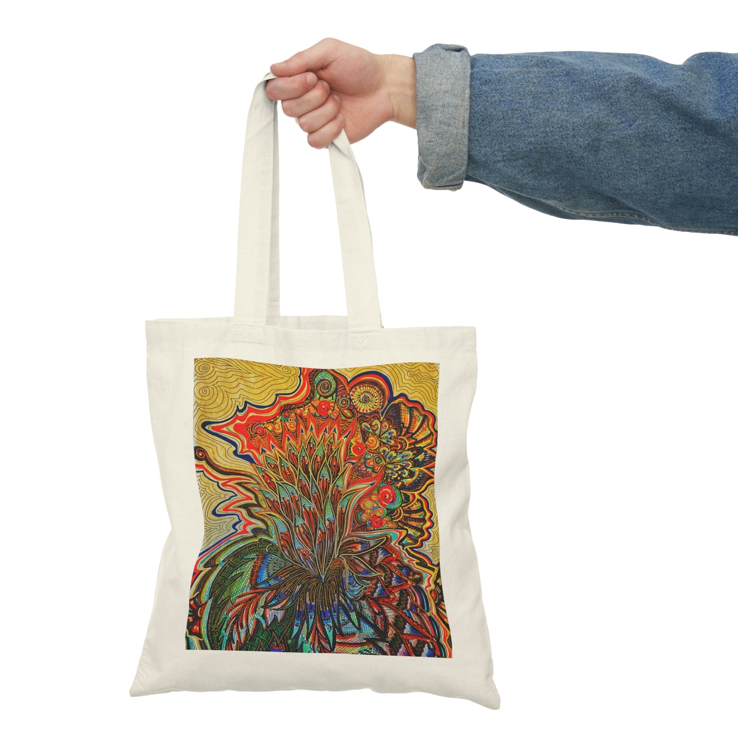 Abstract, Surreal Flower Natural Tote Bag, Aesthetic Canvas Bag Shopping Bag, Birthday Gift Bag, Bridal Gift Tote Bag, Library Bag.