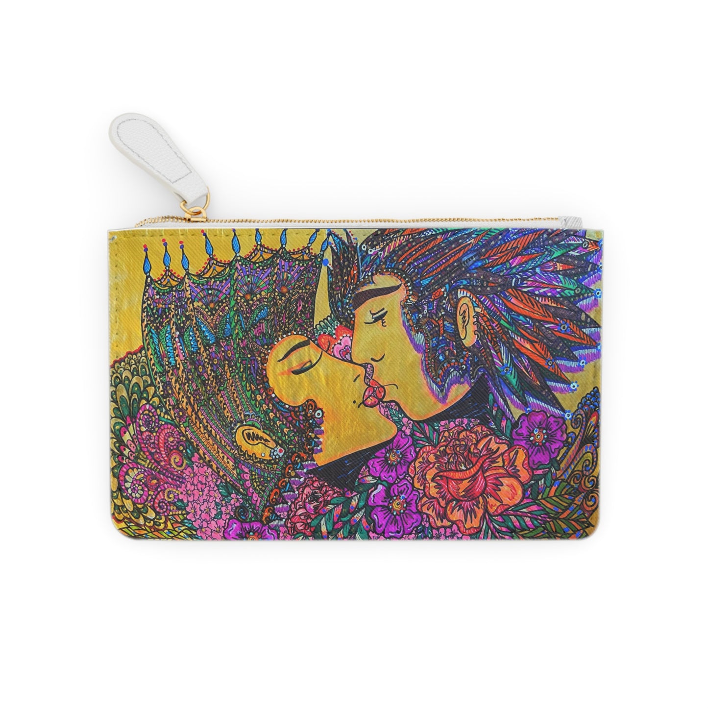 Abstract Surreal Romantic Kiss Mini Clutch Bag, Bridal Clutch Purse, Designer Party Clutch, Modern Evening Clutch, Wristlet Wallet for women, Evening Clutch Purse, gifts for her, gifts for bridesmaids, Bag, Bagging