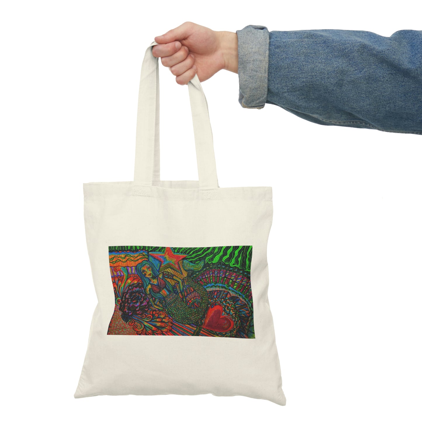 Abstract, Surreal, Mermaid, Natural Tote Bag, Aesthetic Canvas Bag Shopping Bag, Birthday Gift Bag, Bridal Gift Tote Bag, Library Bag.