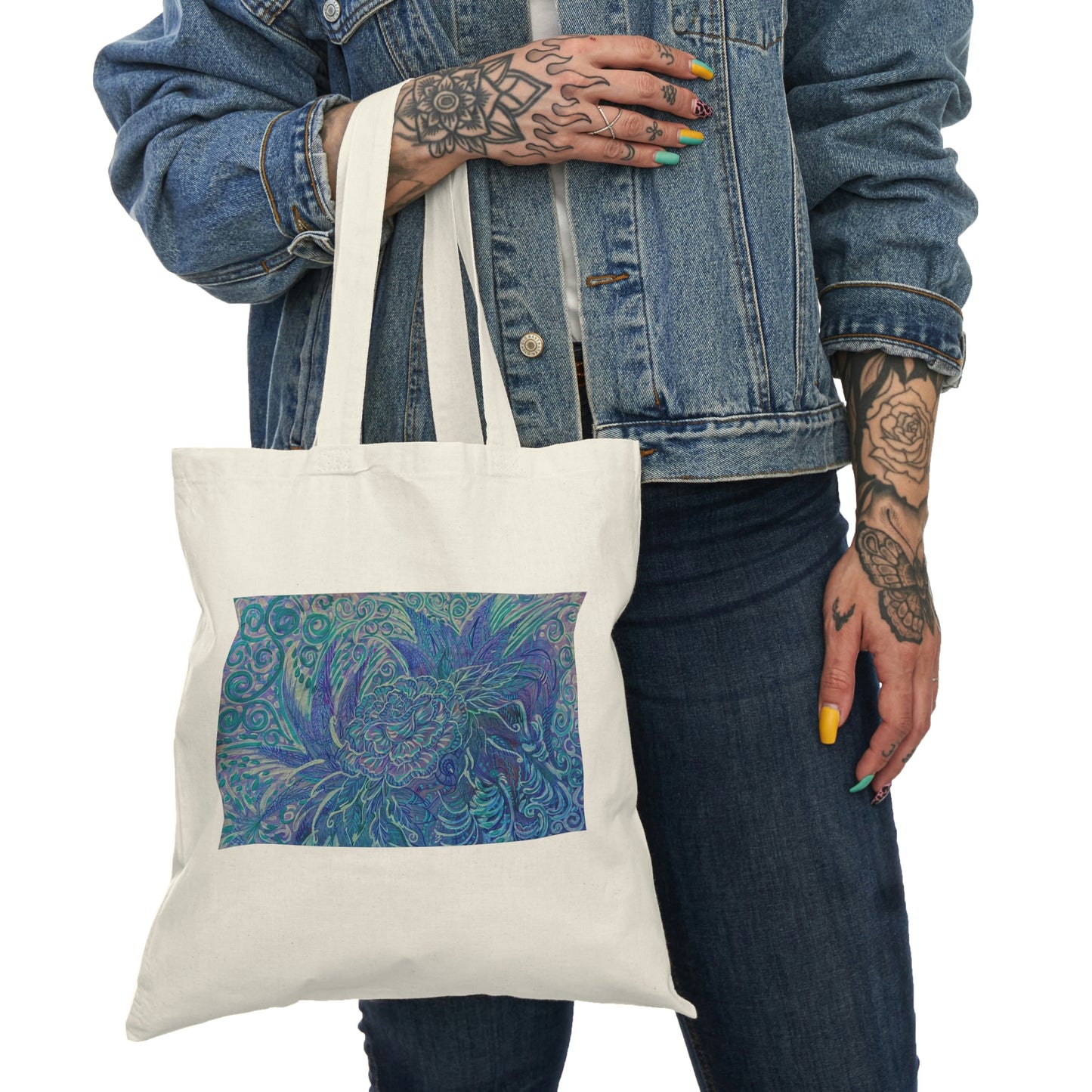 Abstract, Surreal Floral Natural Tote Bag, Aesthetic Canvas Bag Shopping Bag, Birthday Gift Bag, Bridal Gift Tote Bag, Library Bag.
