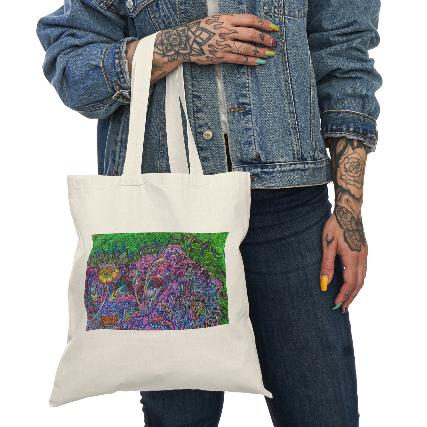 Abstract, Surreal Floral Natural Tote Bag, Aesthetic Canvas Bag Shopping Bag, Birthday Gift Bag, Bridal Gift Tote Bag, Library Bag.