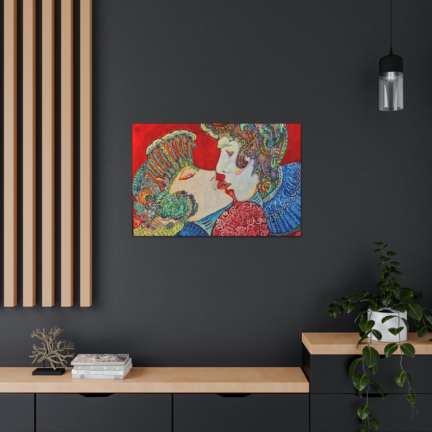 Romantic Kiss Fashion, Abstract, Surreal, Friendship, Inspiration Wall Art