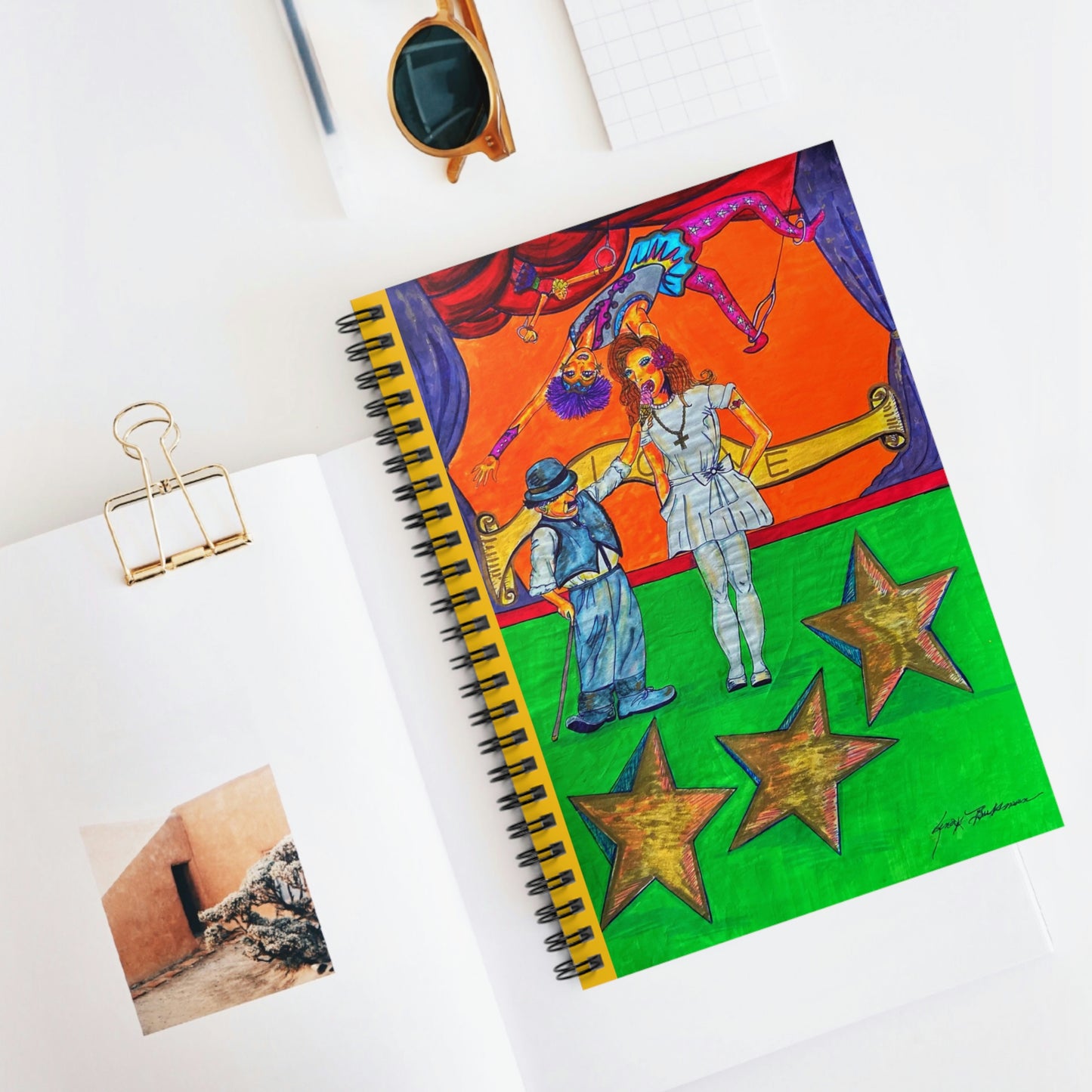 Abstract Surreal Circus Stars Spiral Notebook - Ruled Line