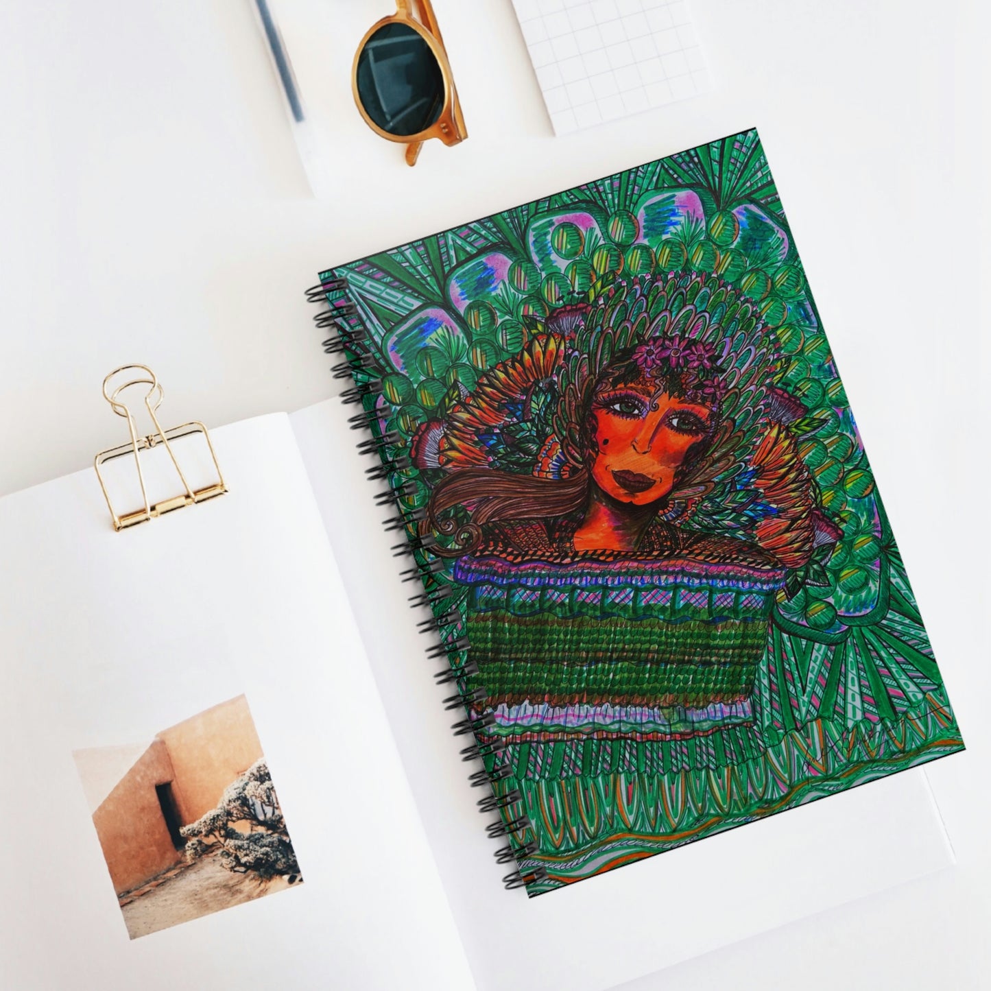 Abstract, Surreal Malachite Angel Spiral Notebook - Ruled Line