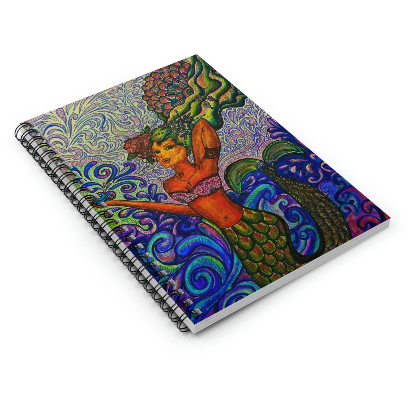 Abstract, Surreal Mermaid Spiral Notebook - Ruled Line