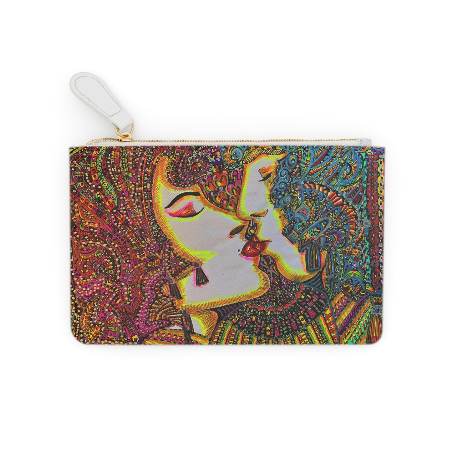 Abstract Surreal Romantic Kiss Mini Clutch Bag, Bridal Clutch Purse, Designer Party Clutch, Modern Evening Clutch, Wristlet Wallet for women, Evening Clutch Purse, gifts for her, gifts for bridesmaids, Bag, Bagging