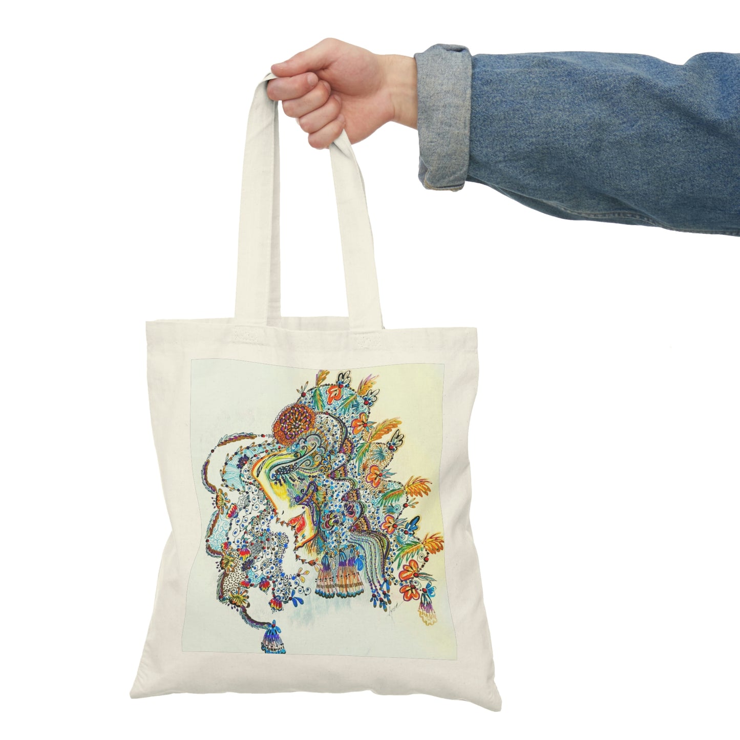 Abstract, Surreal Angel Natural Tote Bag, Aesthetic Canvas Bag Shopping Bag, Birthday Gift Bag, Bridal Gift Tote Bag, Library Bag.