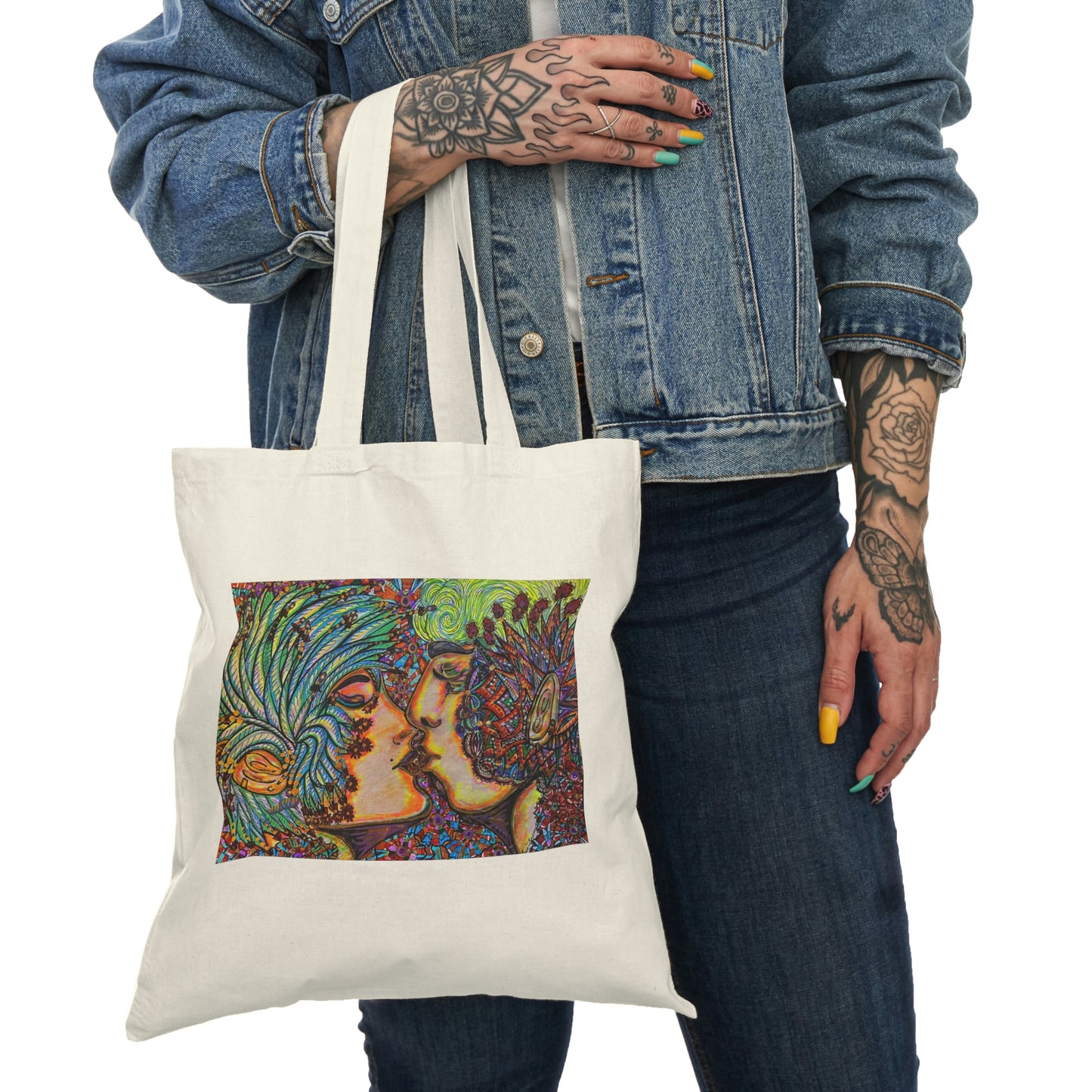 Abstract, Surreal Romance Natural Tote Bag, Aesthetic Canvas Bag Shopping Bag, Birthday Gift Bag, Bridal Gift Tote Bag, Library Bag.