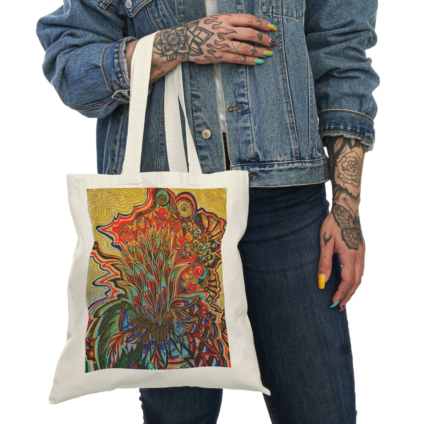 Abstract, Surreal Flower Natural Tote Bag, Aesthetic Canvas Bag Shopping Bag, Birthday Gift Bag, Bridal Gift Tote Bag, Library Bag.