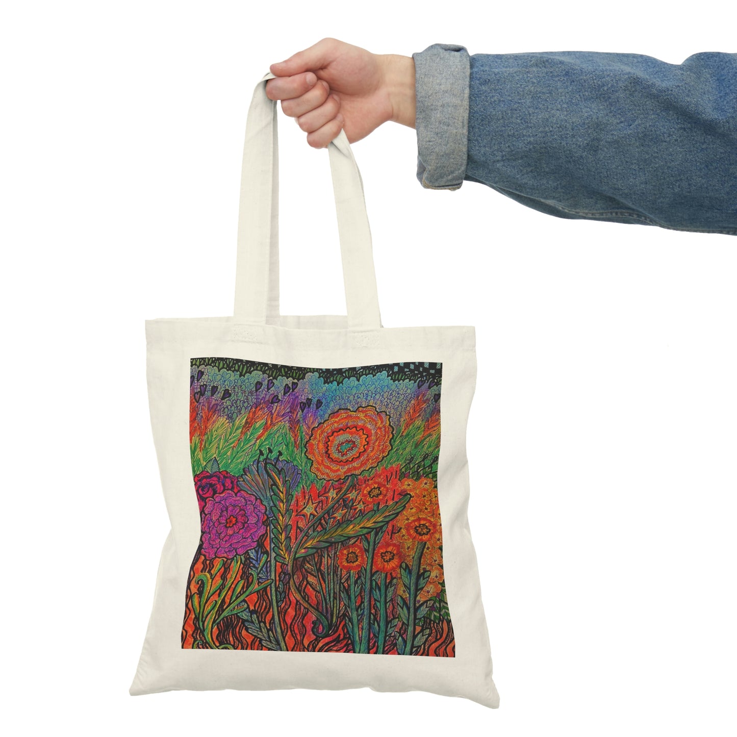 Abstract, Surreal Flower Natural Tote Bag, Aesthetic Canvas Bag Shopping Bag, Birthday Gift Bag, Bridal Gift Tote Bag, Library Bag.