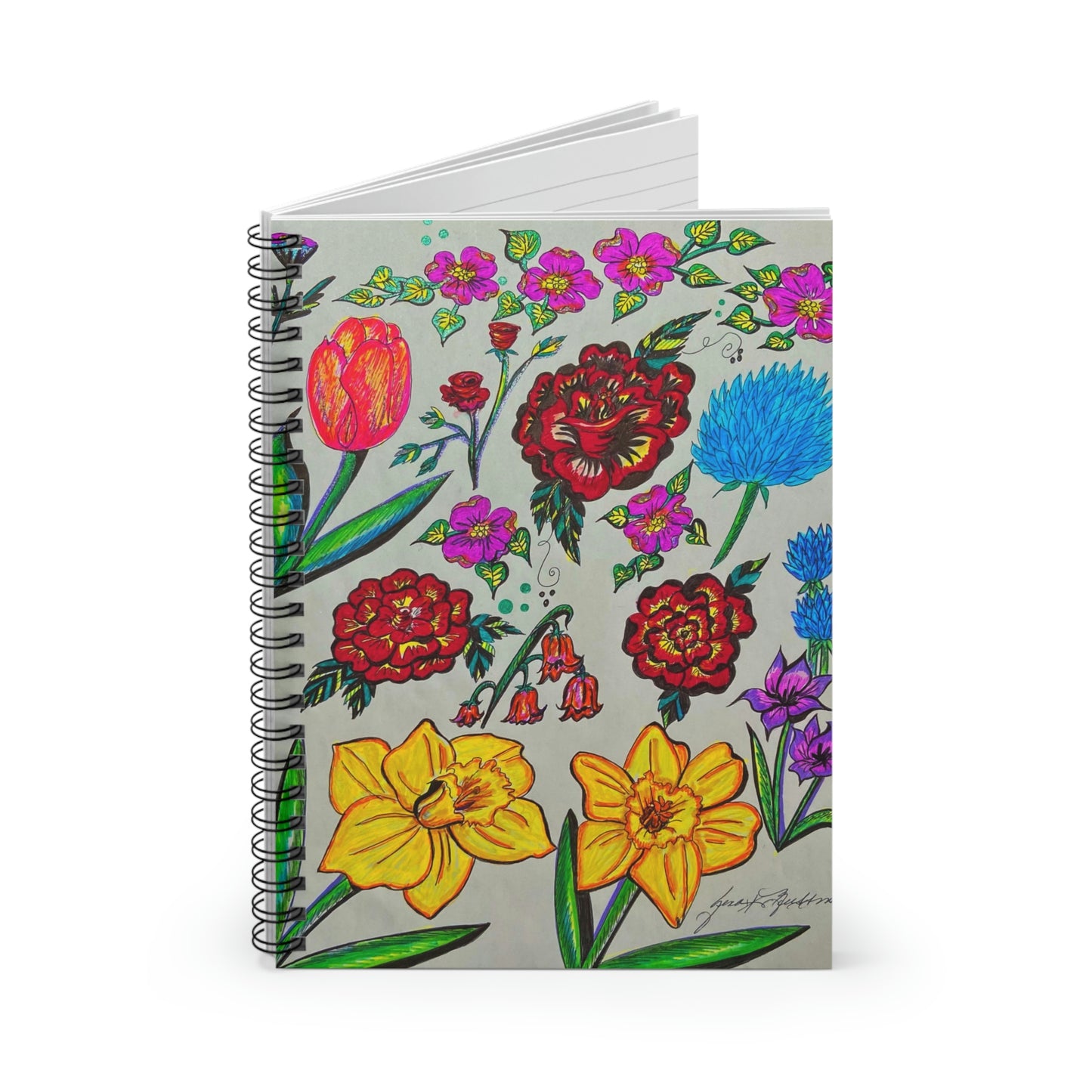 Abstract, Surreal Floral Spiral Notebook - Ruled Line