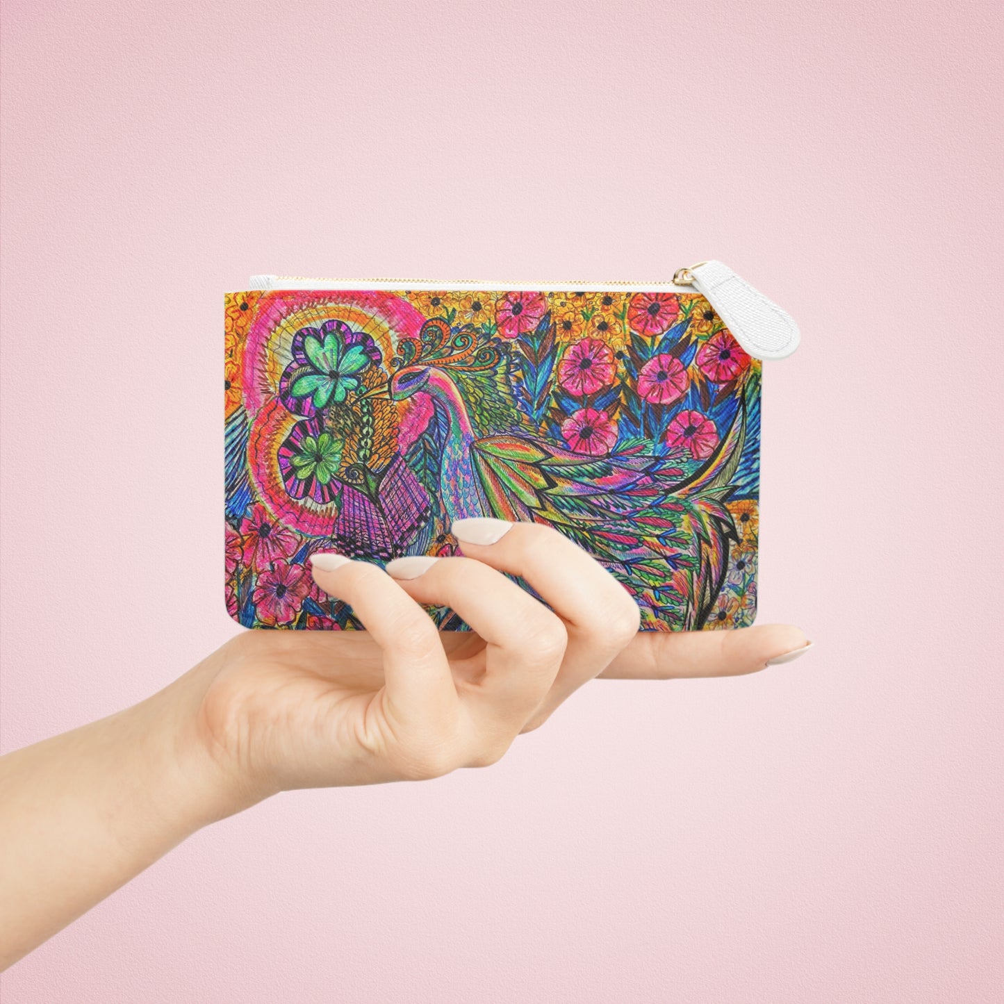 Abstract Surreal Peacock Mini Clutch Bag, Bridal Clutch Purse, Designer Party Clutch, Modern Evening Clutch, Wristlet Wallet for women, Evening Clutch Purse, gifts for her, gifts for bridesmaids, Bag, Bagging