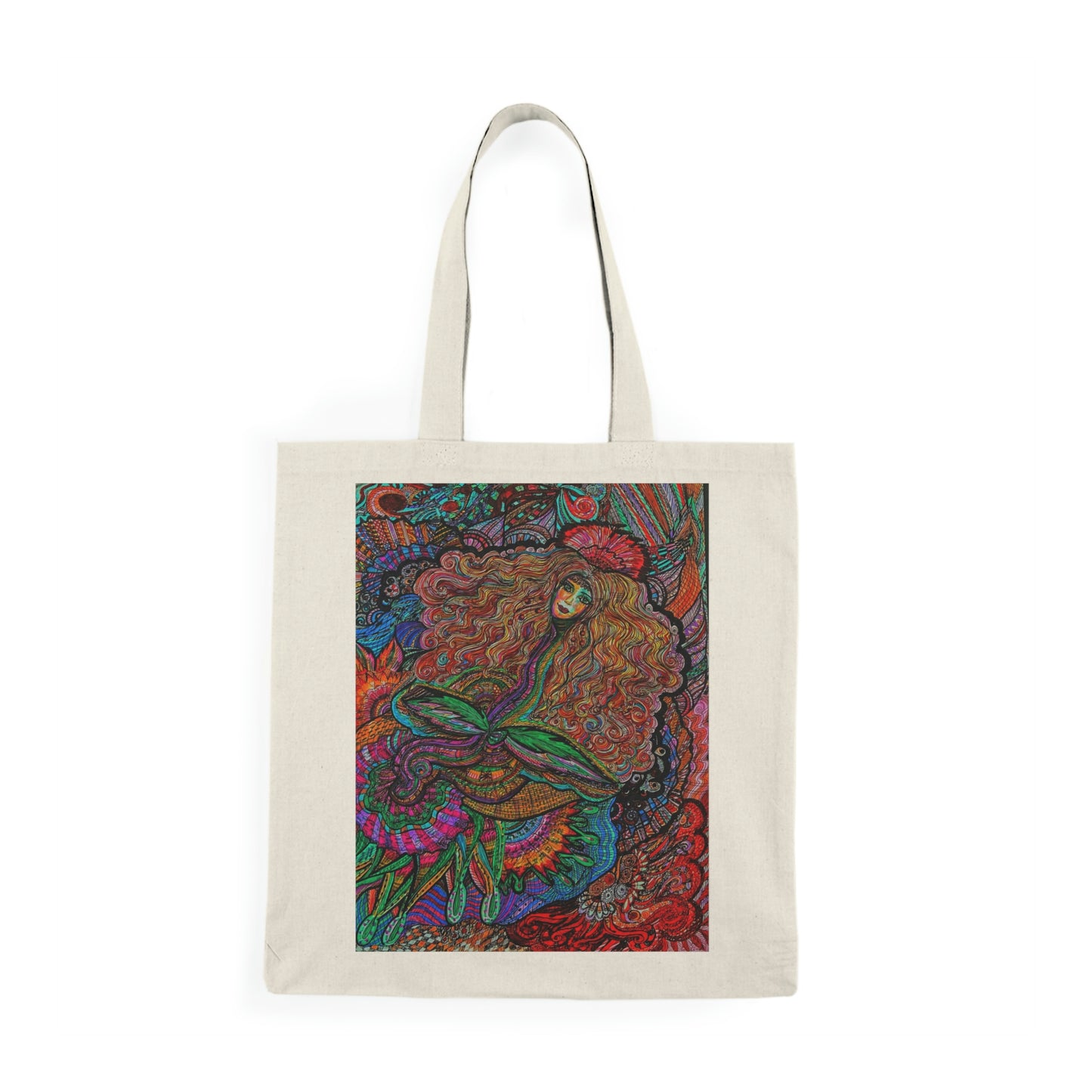 Abstract, Surreal Flower Spirit Natural Tote Bag, Aesthetic Canvas Bag Shopping Bag, Birthday Gift Bag, Bridal Gift Tote Bag, Library Bag.