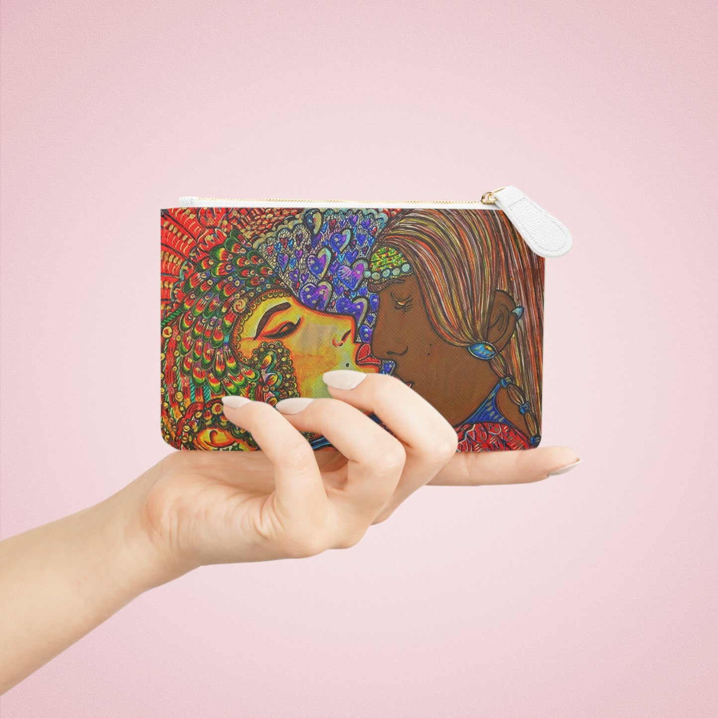Abstract Surreal Romantic Kiss Mini Clutch Bag, Bridal Clutch Purse, Designer Party Clutch, Modern Evening Clutch, Wristlet Wallet for women, Evening Clutch Purse, gifts for her, gifts for bridesmaids, Bag, Bagging