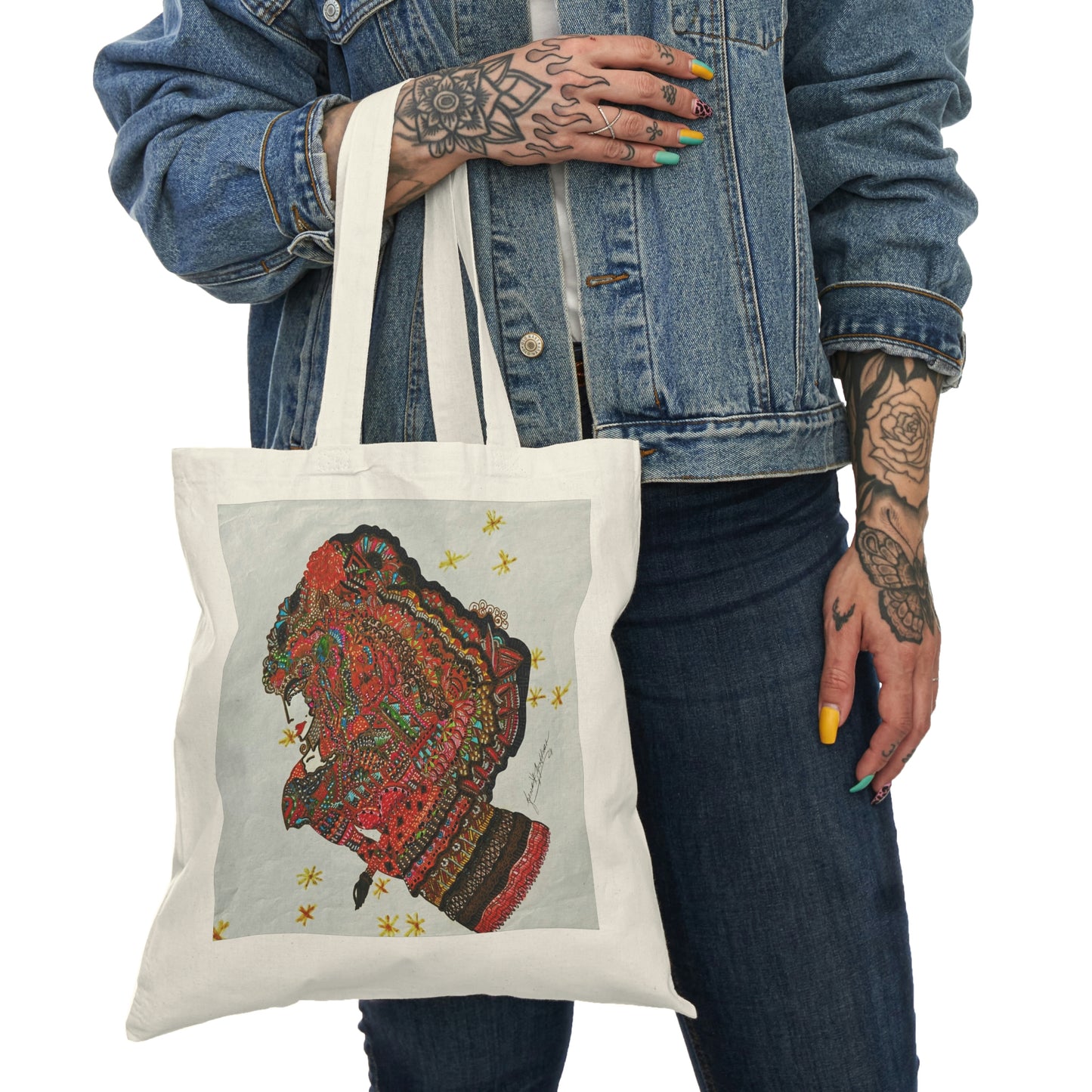 Abstract, Surreal Lady Natural Tote Bag, Aesthetic Canvas Bag Shopping Bag, Birthday Gift Bag, Bridal Gift Tote Bag, Library Bag.