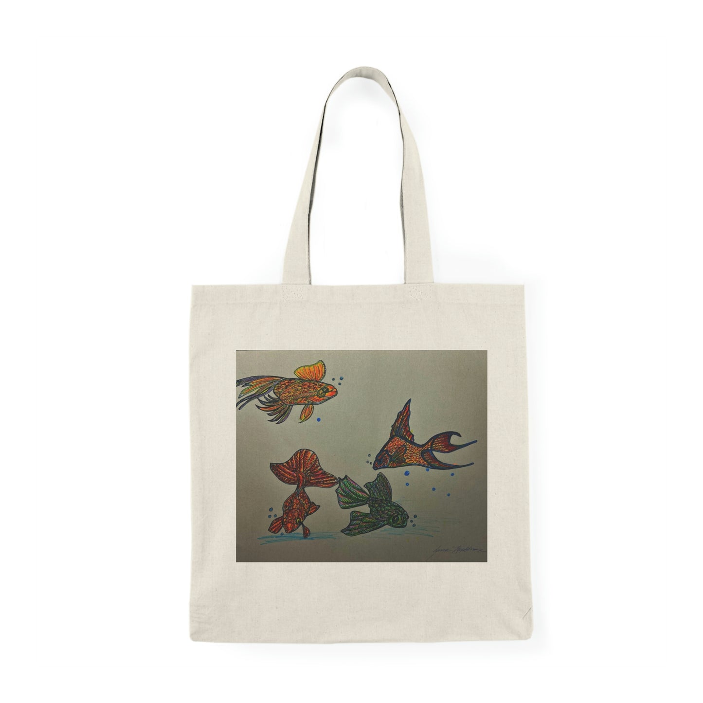 Abstract, Surreal Fish Natural Tote Bag, Aesthetic Canvas Bag Shopping Bag, Birthday Gift Bag, Bridal Gift Tote Bag, Library Bag.