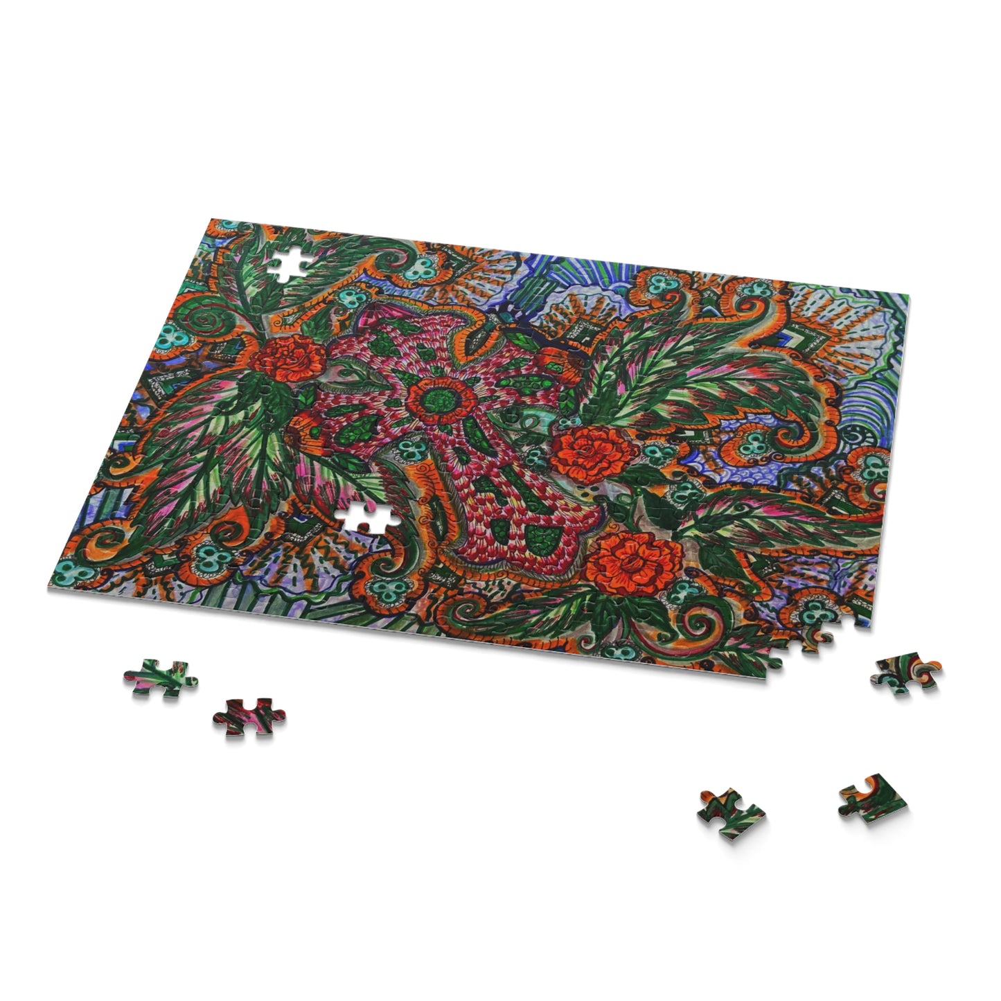 Cross Floral Puzzle (120, 252, 500-Piece)JigSaw Puzzle, Birthday Gift, Gifts For Bridesmaids