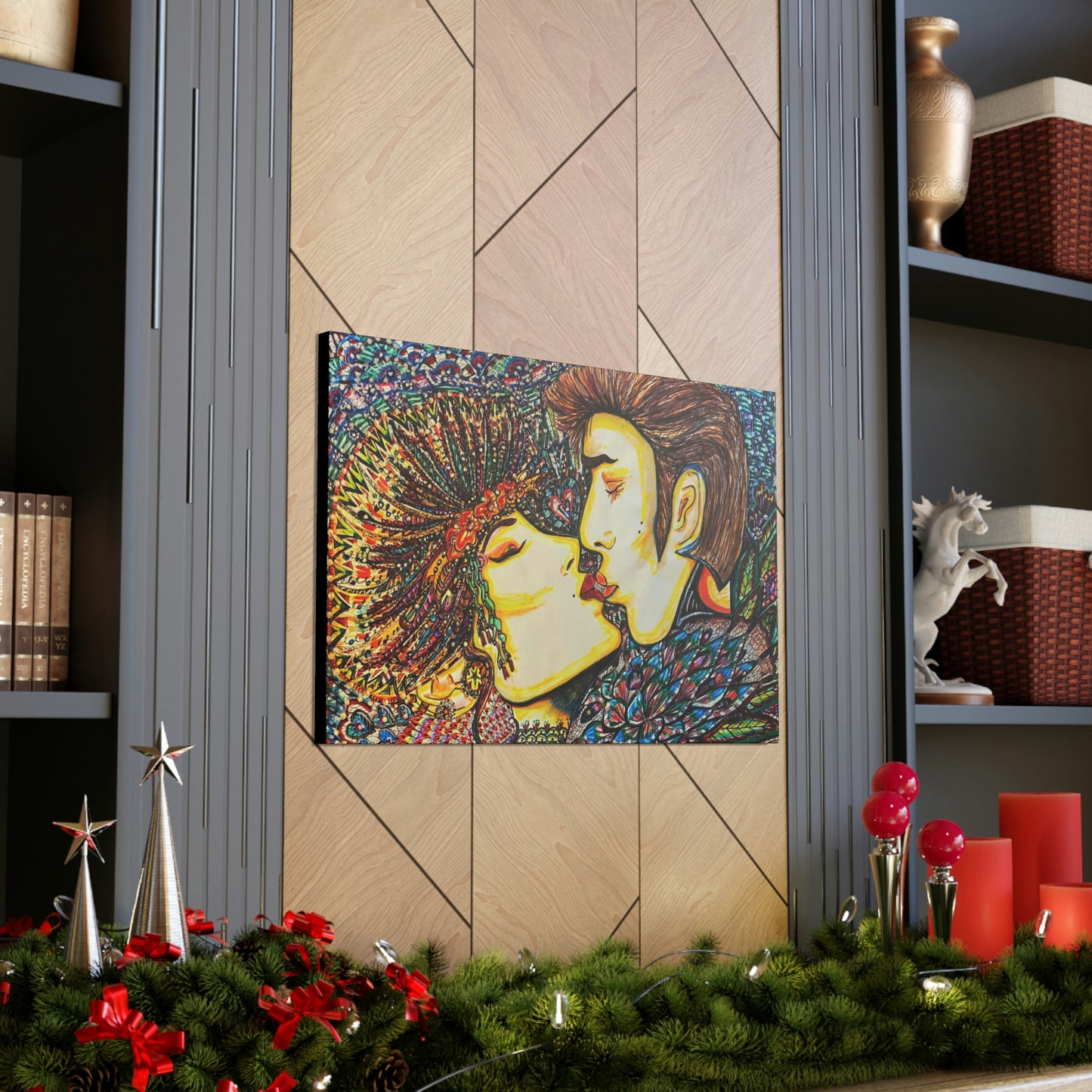 Romantic Kiss Fashion, Abstract, Surreal, Friendship, Inspiration Wall Art