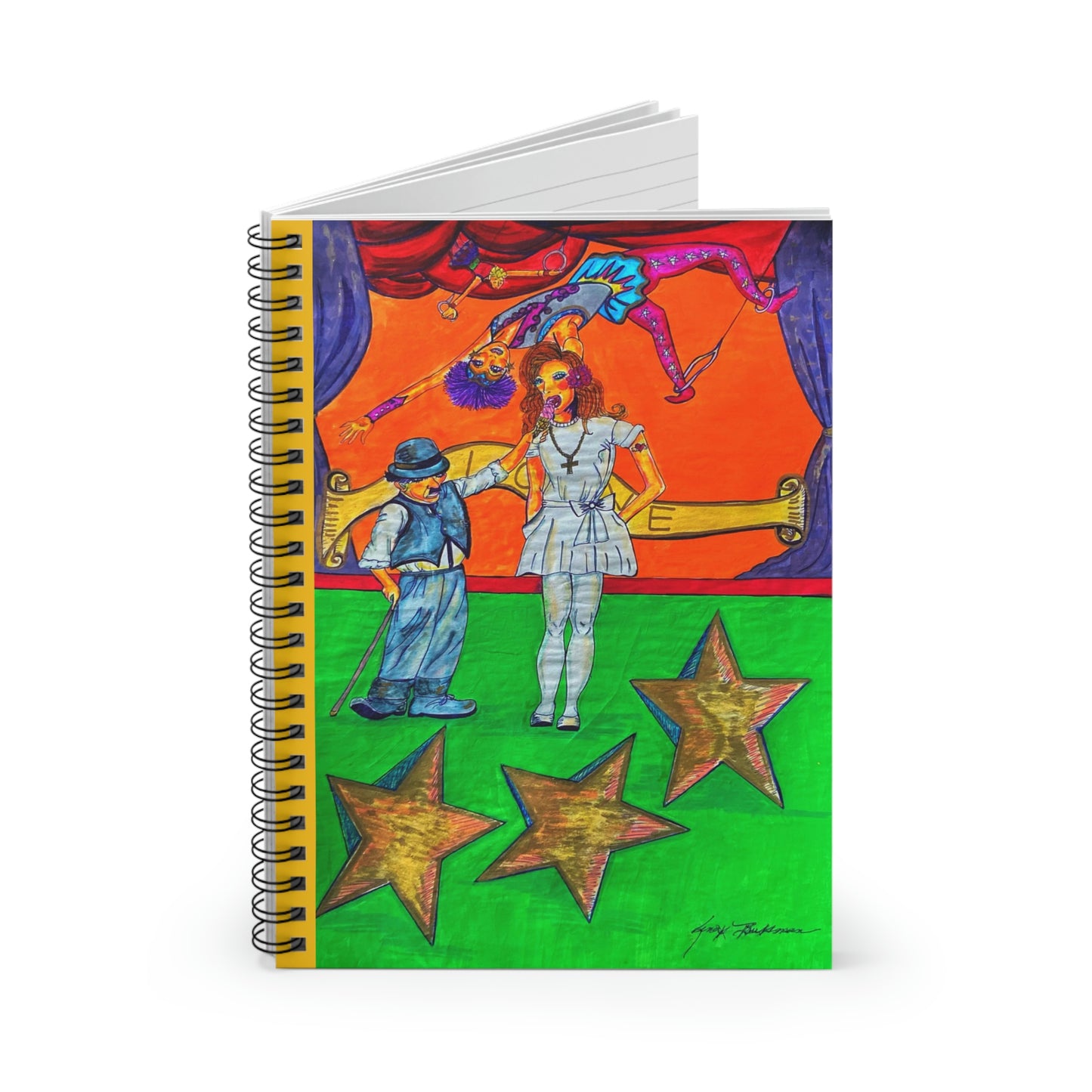 Abstract Surreal Circus Stars Spiral Notebook - Ruled Line