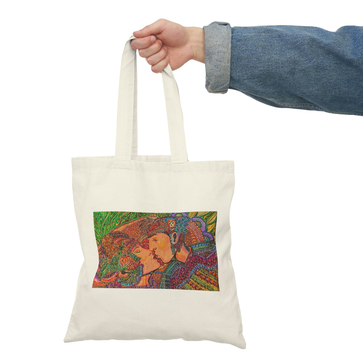 Abstract, Surreal Romance Natural Tote Bag, Aesthetic Canvas Bag Shopping Bag, Birthday Gift Bag, Bridal Gift Tote Bag, Library Bag.