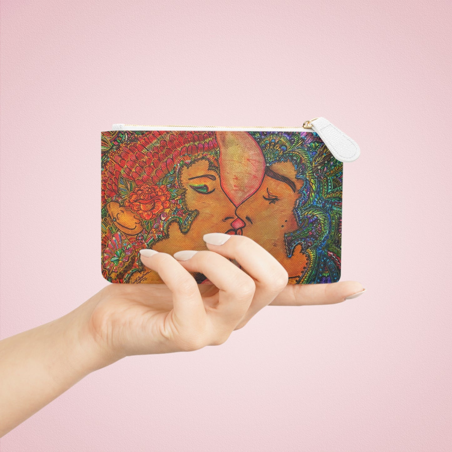 Abstract Surreal Romantic Kiss Mini Clutch Bag, Bridal Clutch Purse, Designer Party Clutch, Modern Evening Clutch, Wristlet Wallet for women, Evening Clutch Purse, gifts for her, gifts for bridesmaids, Bag, Bagging