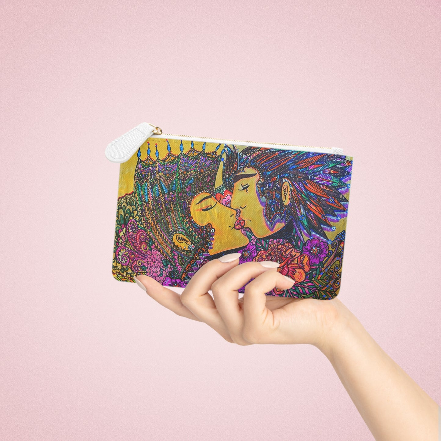 Abstract Surreal Romantic Kiss Mini Clutch Bag, Bridal Clutch Purse, Designer Party Clutch, Modern Evening Clutch, Wristlet Wallet for women, Evening Clutch Purse, gifts for her, gifts for bridesmaids, Bag, Bagging