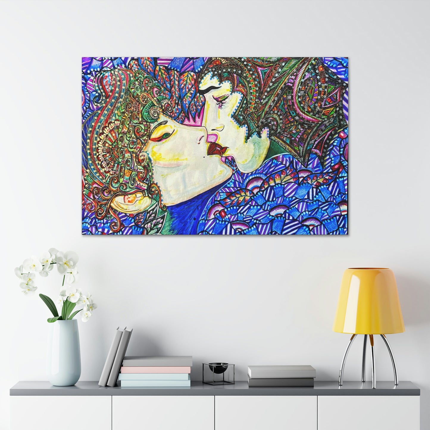 Romantic Kiss Fashion, Abstract, Surreal, Friendship, Inspiration Wall Art