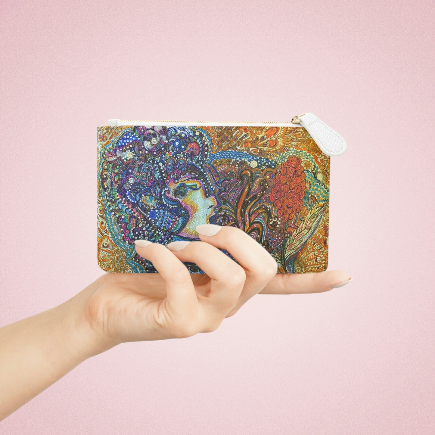 Abstract Surreal Kiss Mini Clutch Bag, Bridal Clutch Purse, Designer Party Clutch, Modern Evening Clutch, Wristlet Wallet for women, Evening Clutch Purse, gifts for her, gifts for bridesmaids, Bag, Bagging