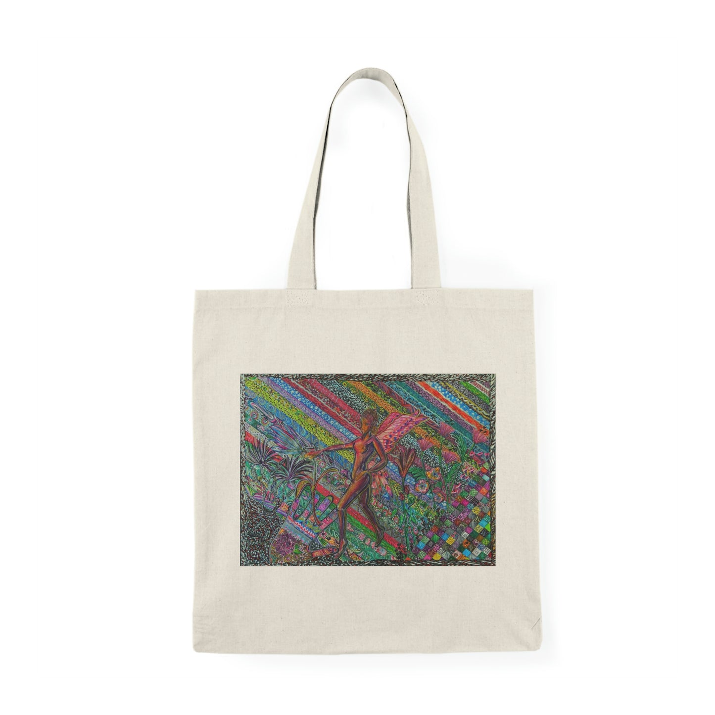 Abstract, Surreal, Hidden Fairy, Natural Tote Bag, Aesthetic Canvas Bag Shopping Bag, Birthday Gift Bag, Bridal Gift Tote Bag, Library Bag.
