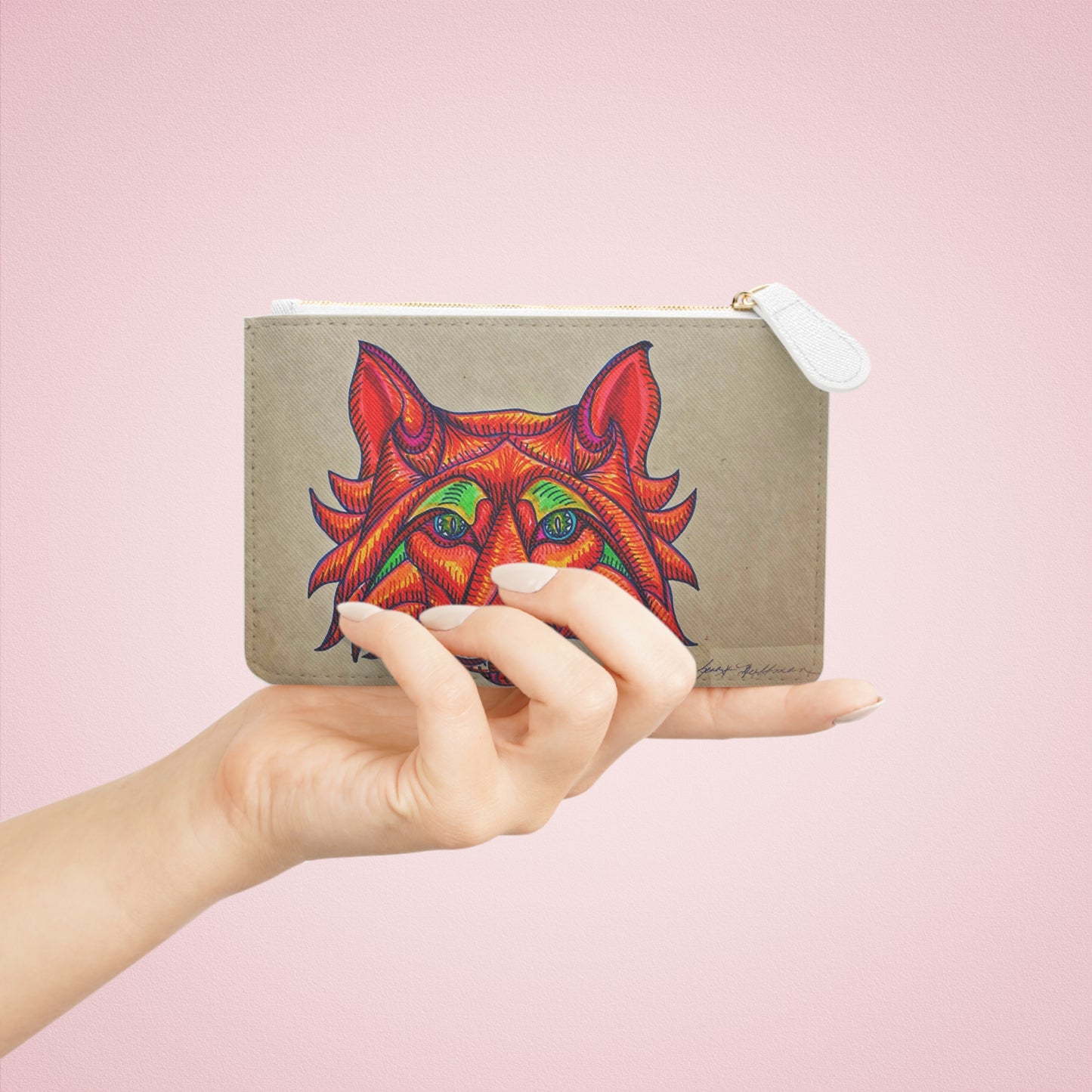 Abstract Surreal Fox Mini Clutch Bag, Bridal Clutch Purse, Designer Party Clutch, Modern Evening Clutch, Wristlet Wallet for women, Evening Clutch Purse, gifts for her, gifts for bridesmaids, Bag, Bagging