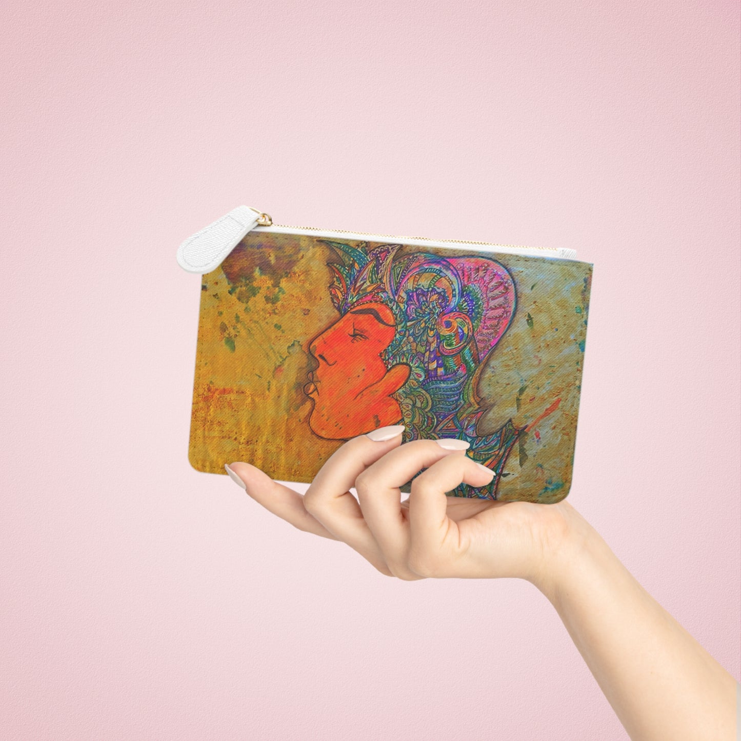 Abstract Surreal Kiss Mini Clutch Bag, Bridal Clutch Purse, Designer Party Clutch, Modern Evening Clutch, Wristlet Wallet for women, Evening Clutch Purse, gifts for her, gifts for bridesmaids, Bag, Bagging