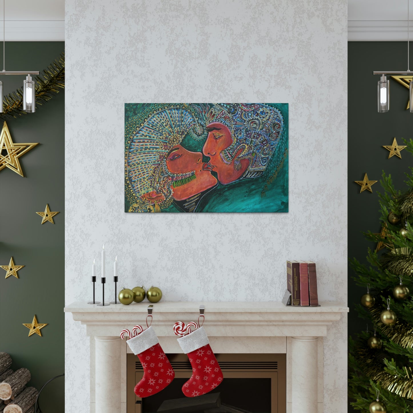 Romantic Kiss Fashion, Abstract, Surreal, Friendship, Inspiration Wall Art
