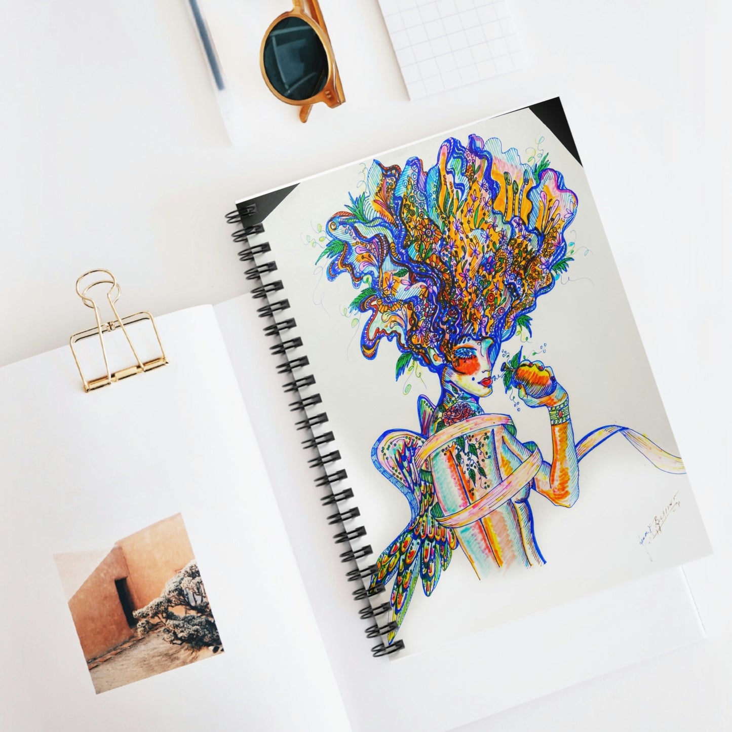Abstract Surreal Mother Nature, Angel Spiral Notebook - Ruled Line