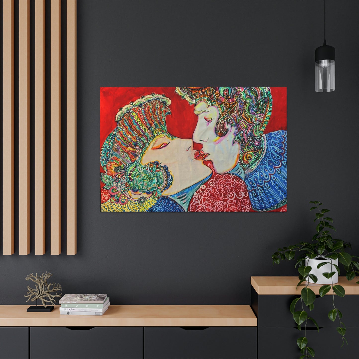 Romantic Kiss Fashion, Abstract, Surreal, Friendship, Inspiration Wall Art