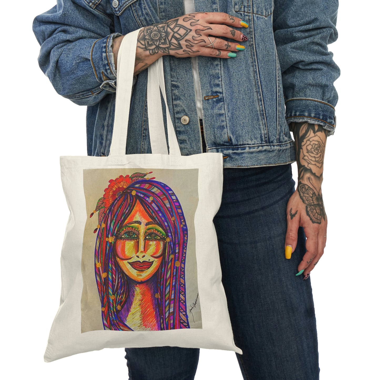 Abstract, Surreal Woman Natural Tote Bag, Aesthetic Canvas Bag Shopping Bag, Birthday Gift Bag, Bridal Gift Tote Bag, Library Bag.