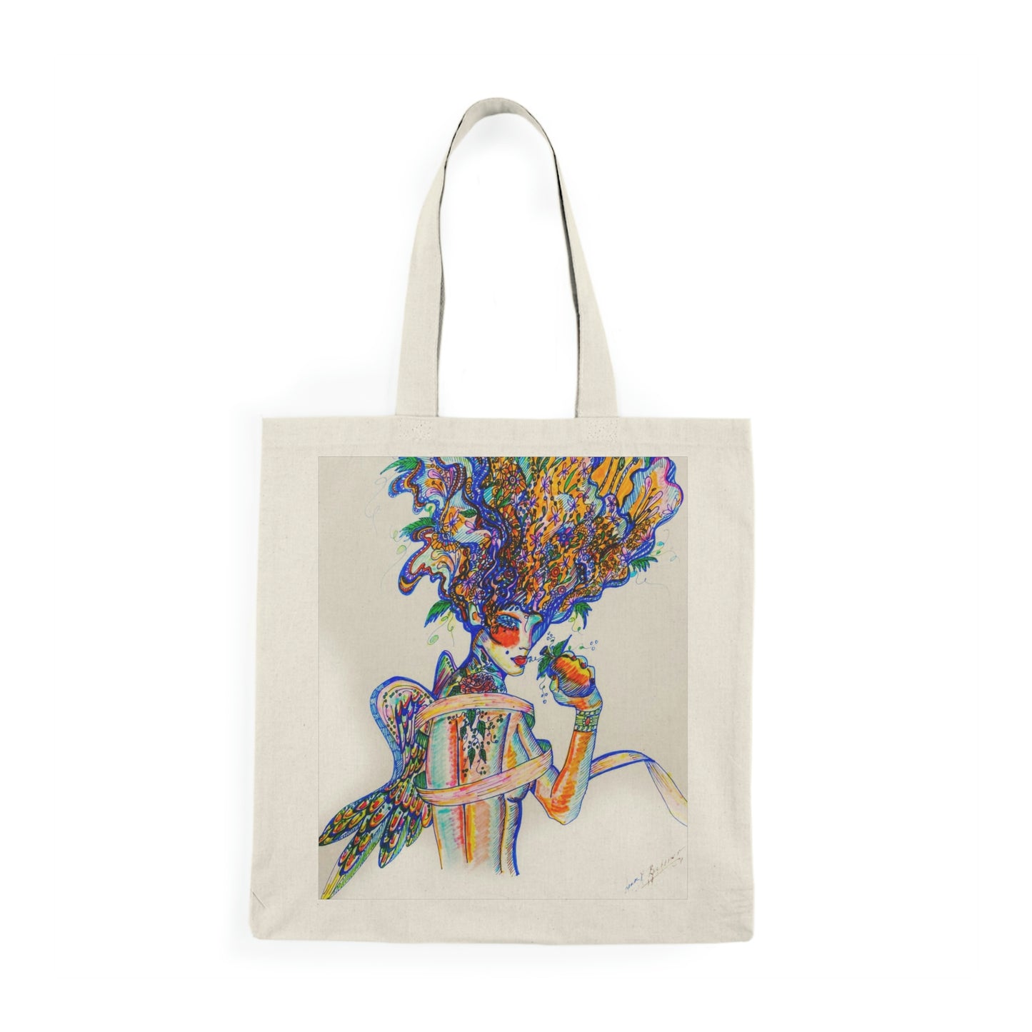 Abstract, Surreal Angel Natural Tote Bag, Aesthetic Canvas Bag Shopping Bag, Birthday Gift Bag, Bridal Gift Tote Bag, Library Bag.