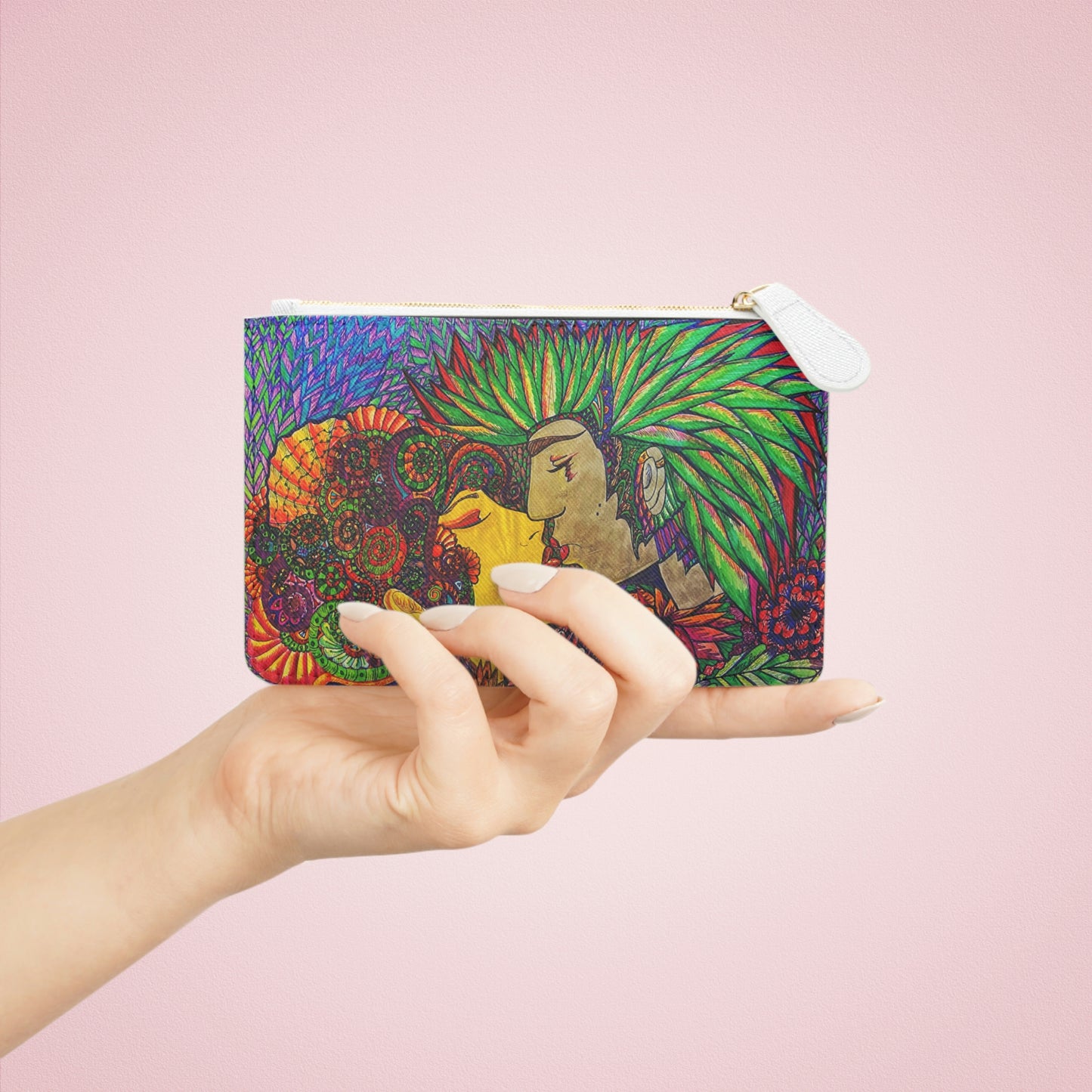 Abstract Surreal Romantic Kiss Mini Clutch Bag, Bridal Clutch Purse, Designer Party Clutch, Modern Evening Clutch, Wristlet Wallet for women, Evening Clutch Purse, gifts for her, gifts for bridesmaids, Bag, Bagging