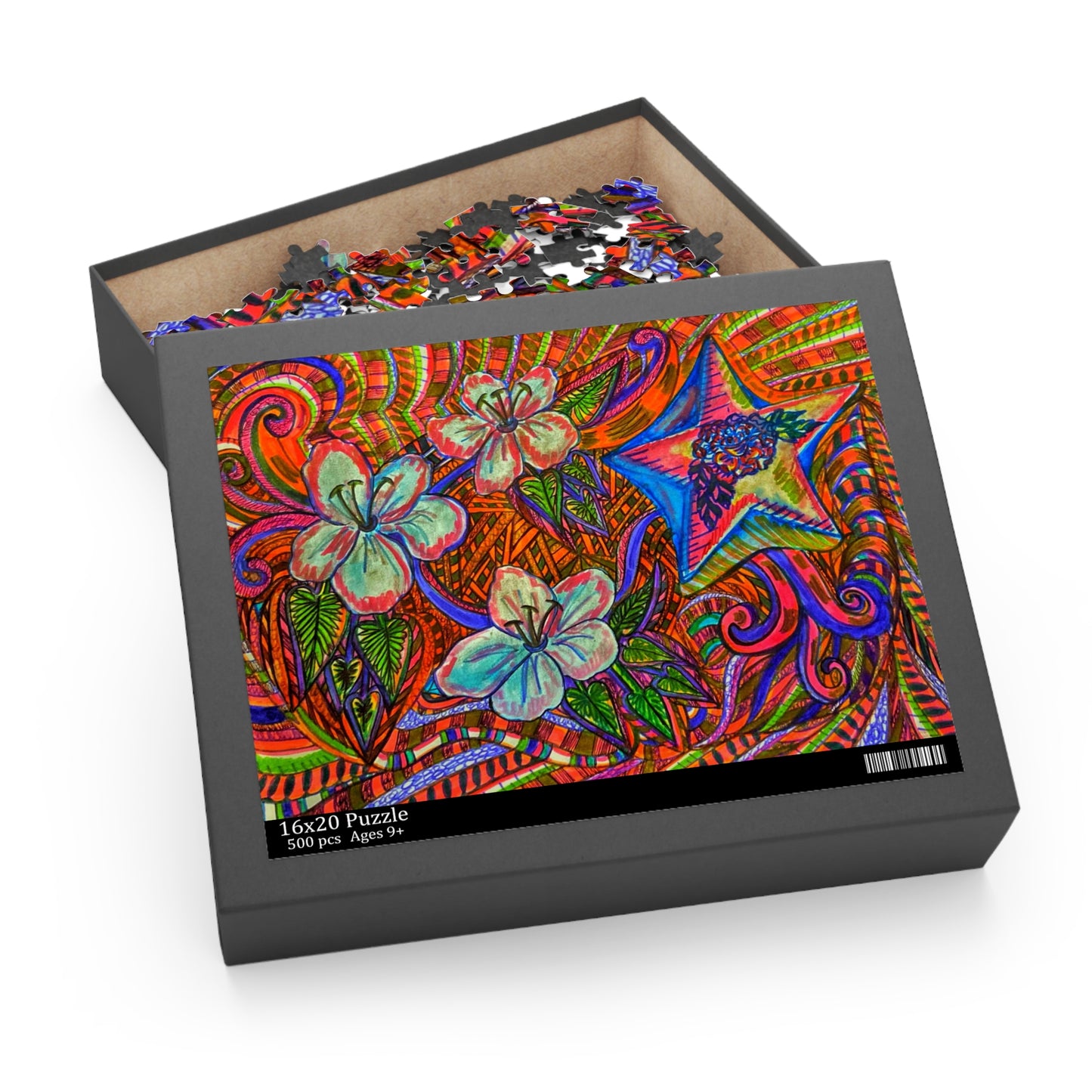 Abstract Surreal Floral Star Puzzle (120, 252, 500-Piece)JigSaw Puzzle, Birthday Gift, Gifts For Bridesmaids