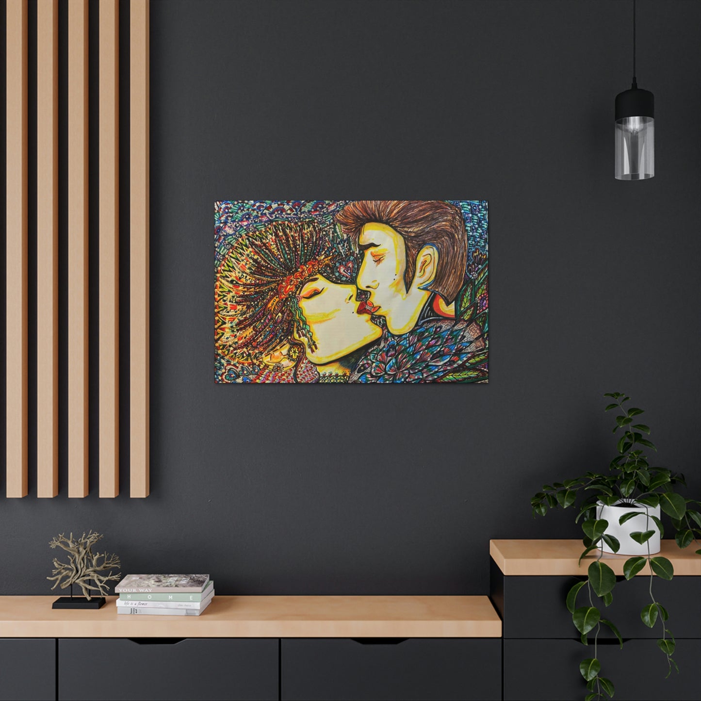 Romantic Kiss Fashion, Abstract, Surreal, Friendship, Inspiration Wall Art