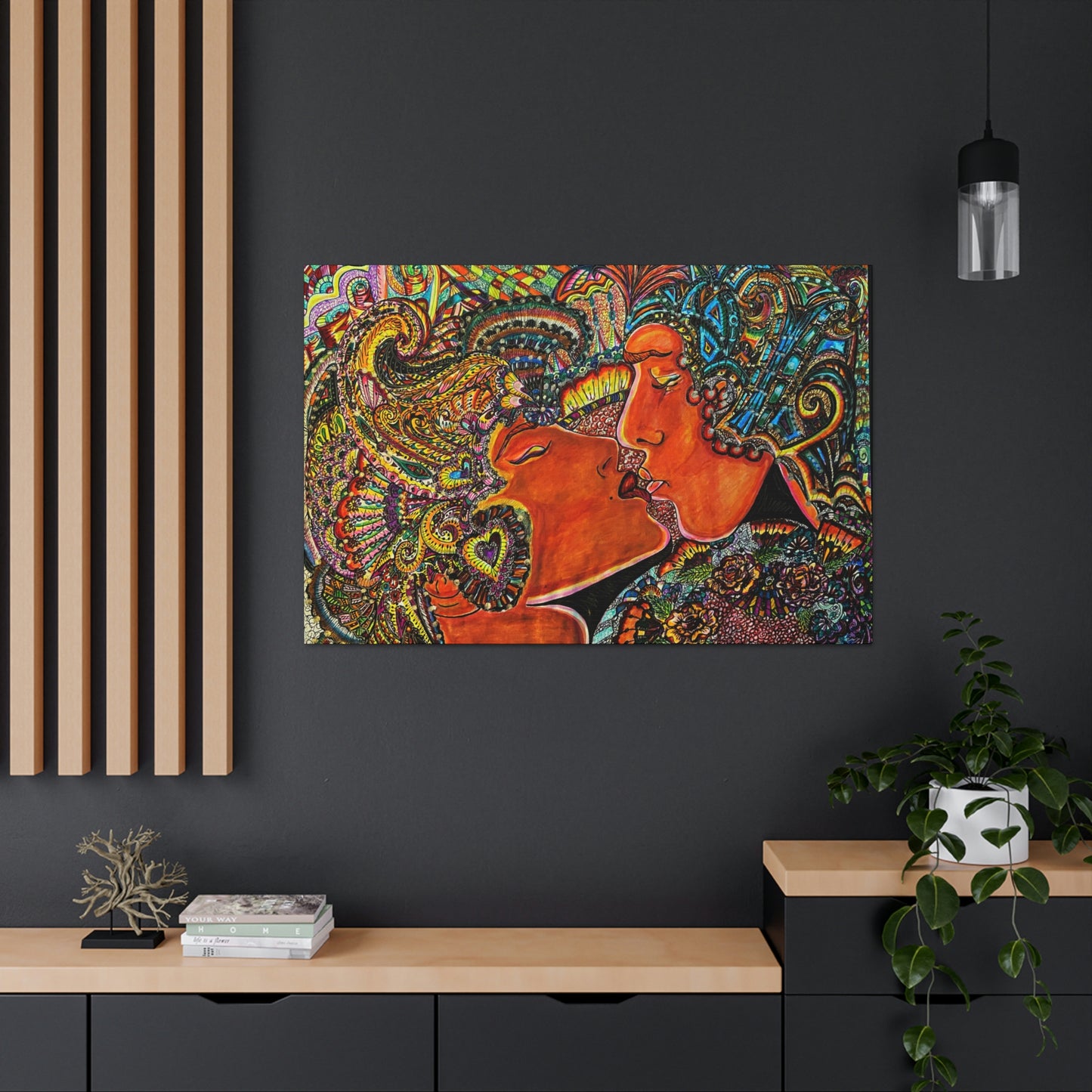 Romantic Kiss Fashion, Abstract, Surreal, Friendship, Inspiration Wall Art