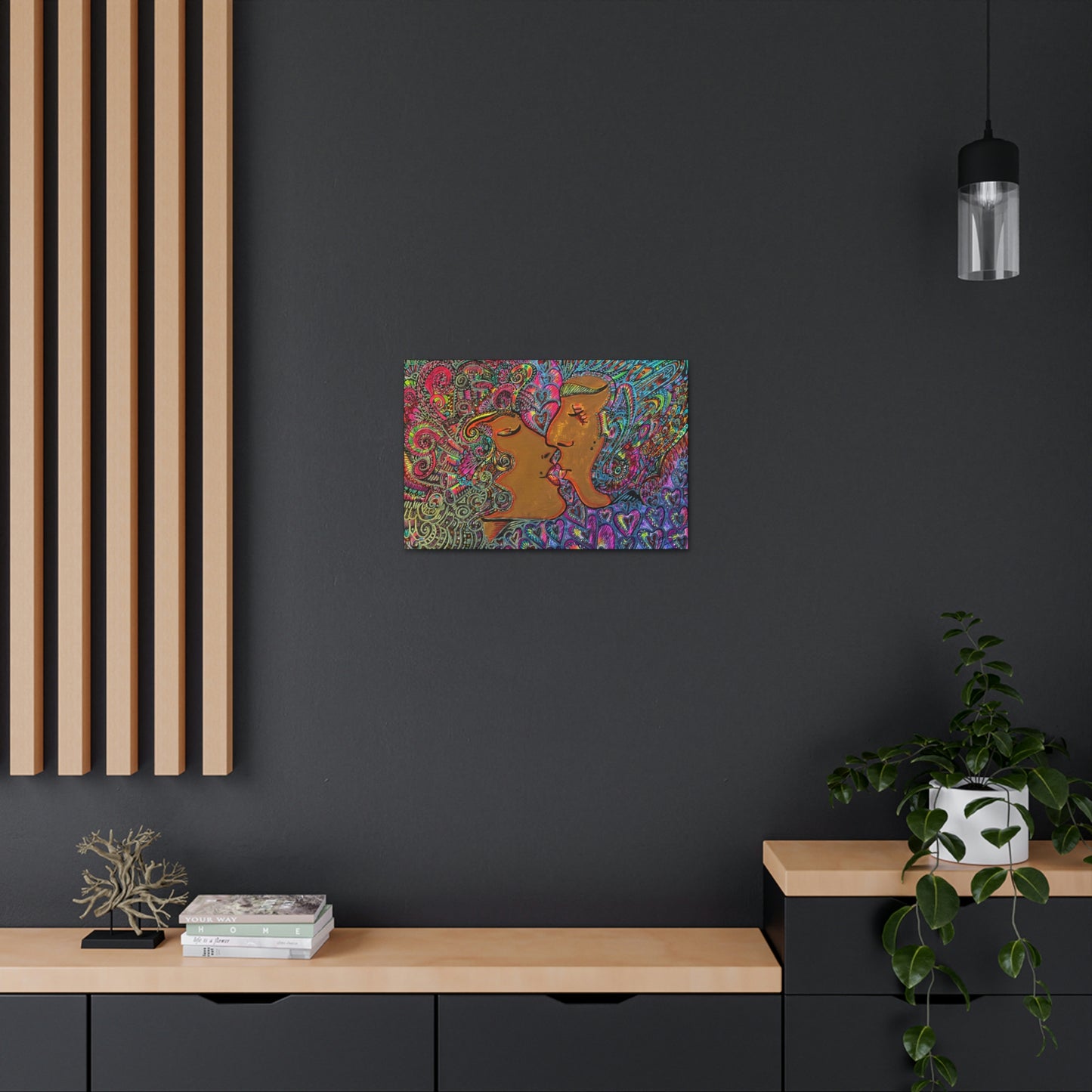 Romantic Kiss Fashion, Abstract, Surreal, Friendship, Inspiration Wall Art