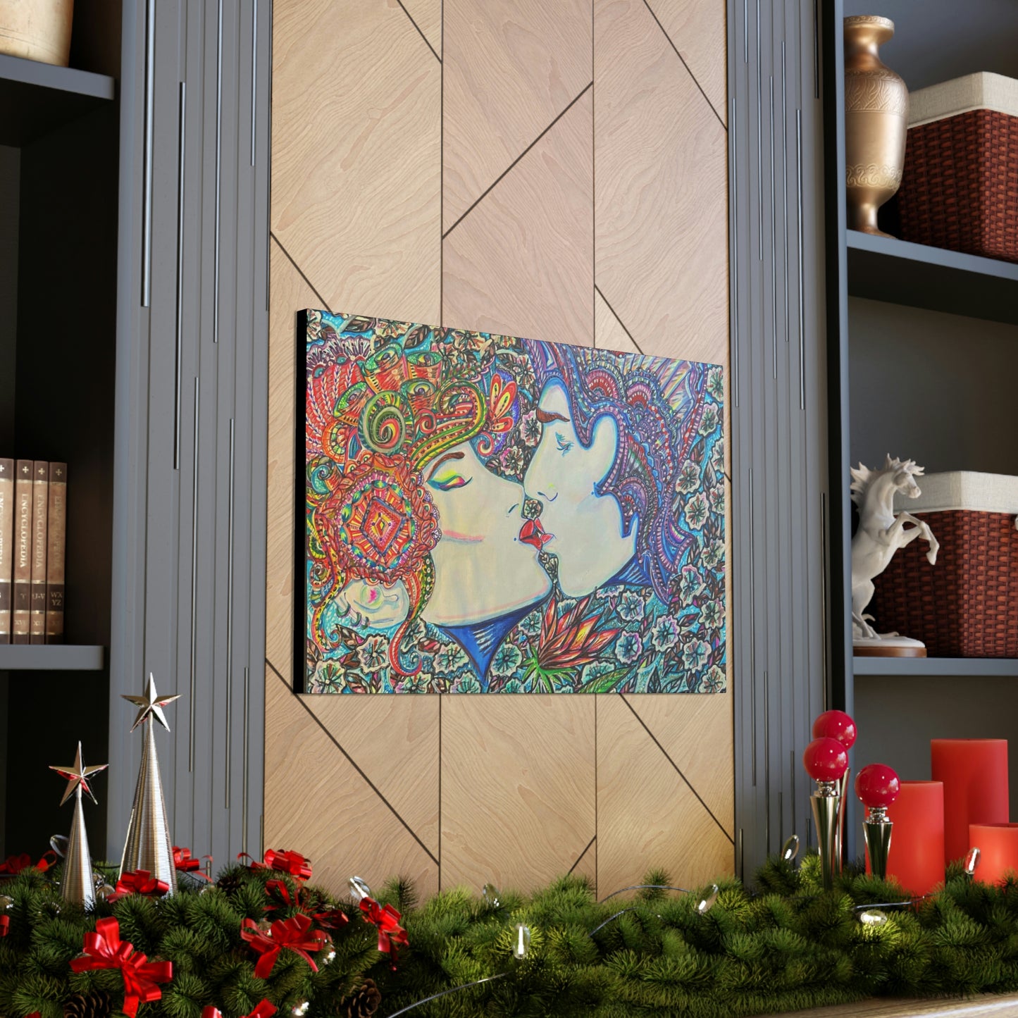 Romantic Kiss Fashion, Abstract, Surreal, Friendship, Inspiration Wall Art
