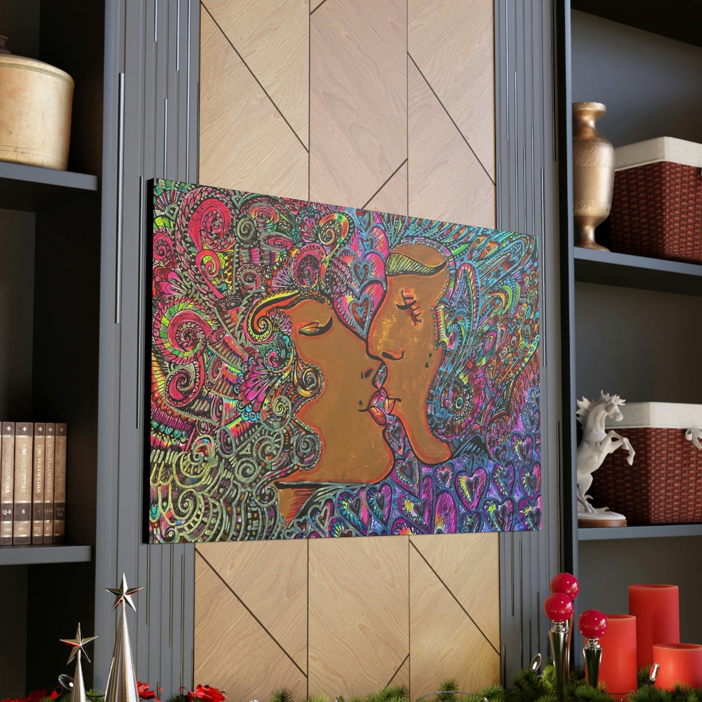Romantic Kiss Fashion, Abstract, Surreal, Friendship, Inspiration Wall Art