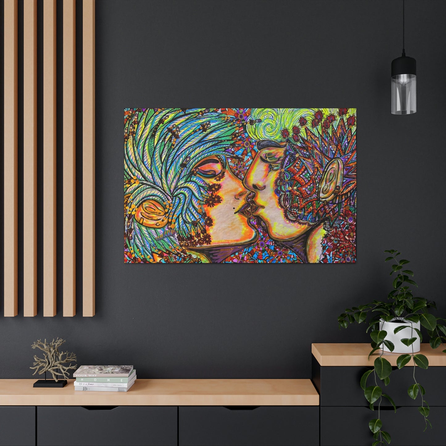 Romantic Kiss Fashion, Abstract, Surreal, Friendship, Inspiration Wall Art