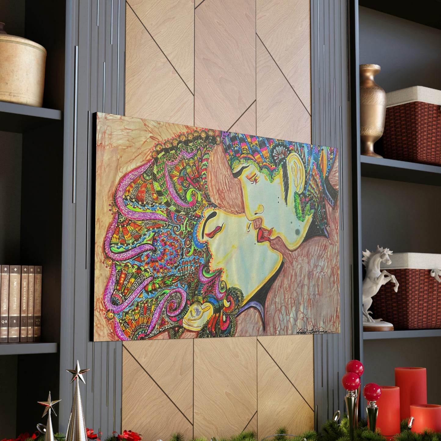 Romantic Kiss Fashion, Abstract, Surreal, Friendship, Inspiration Wall Art