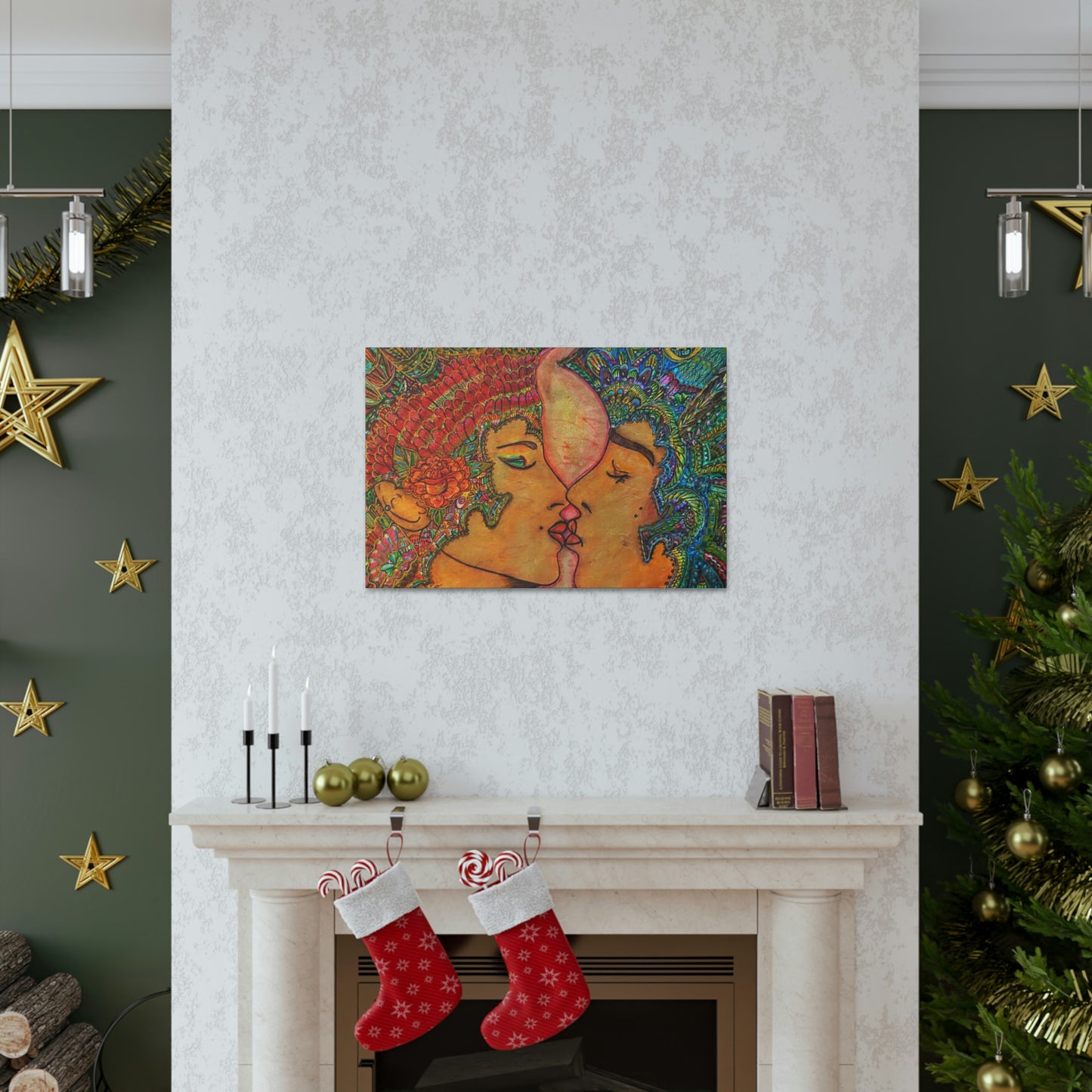 Romantic Kiss Fashion, Abstract, Surreal, Friendship, Inspiration Wall Art