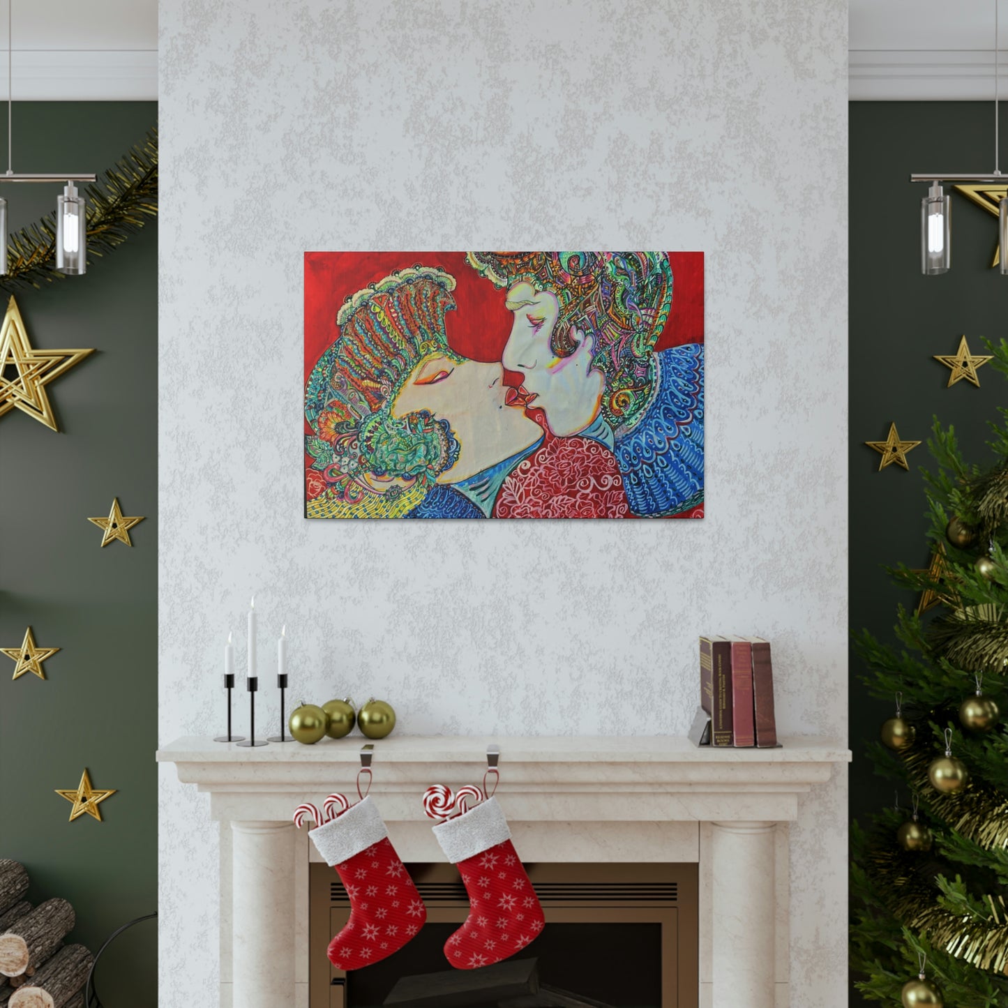 Romantic Kiss Fashion, Abstract, Surreal, Friendship, Inspiration Wall Art