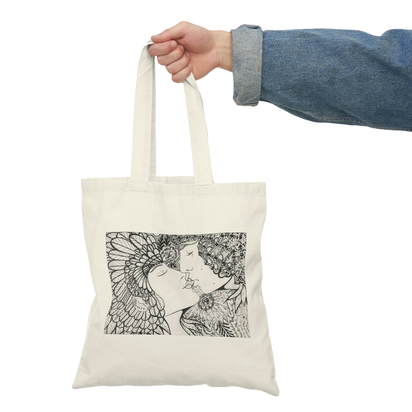 Abstract, Surreal Romance Natural Tote Bag, Aesthetic Canvas Bag Shopping Bag, Birthday Gift Bag, Bridal Gift Tote Bag, Library Bag.