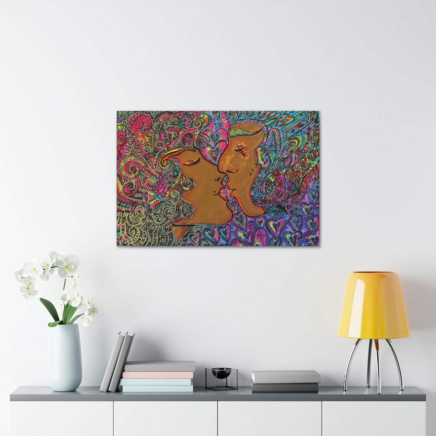 Romantic Kiss Fashion, Abstract, Surreal, Friendship, Inspiration Wall Art