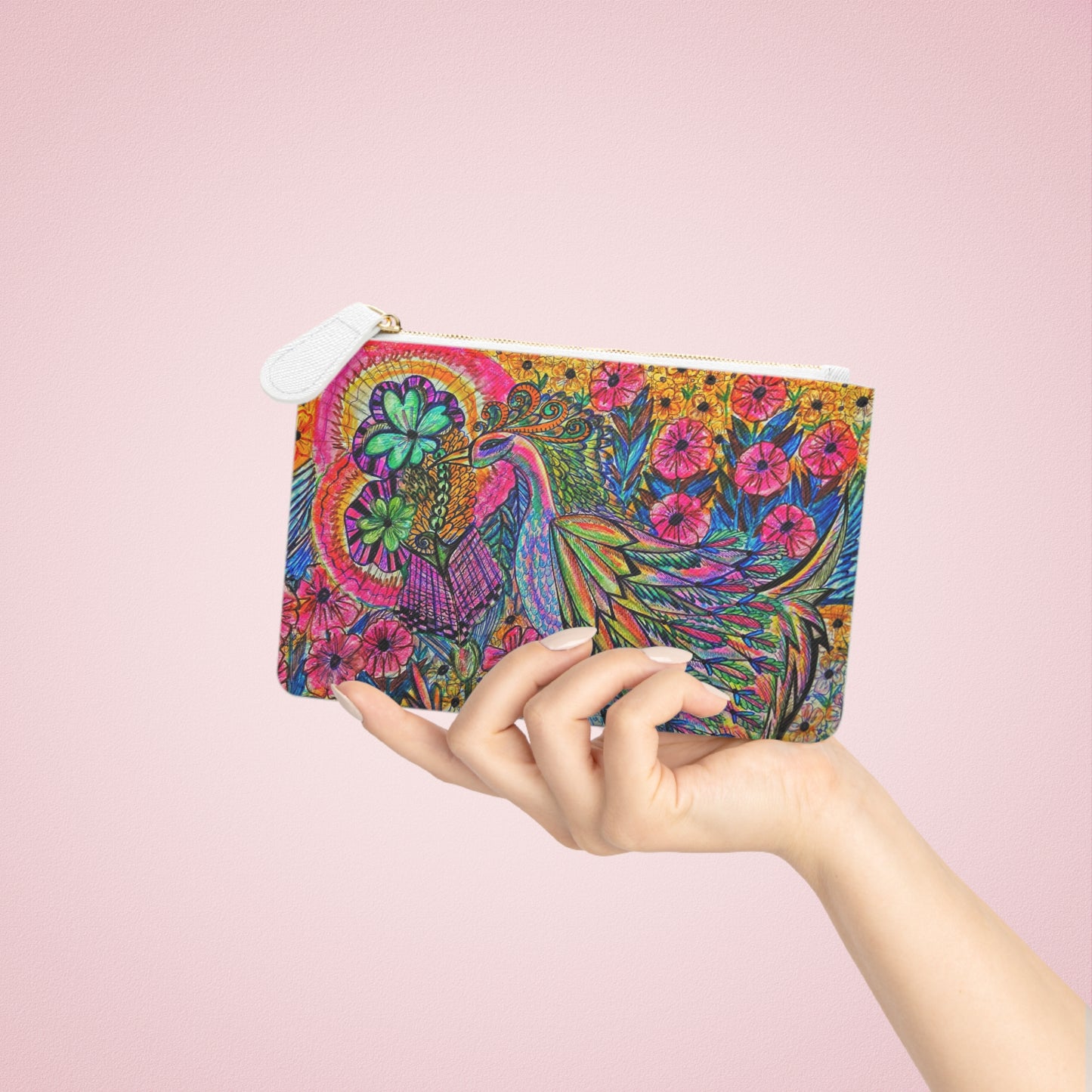 Abstract Surreal Peacock Mini Clutch Bag, Bridal Clutch Purse, Designer Party Clutch, Modern Evening Clutch, Wristlet Wallet for women, Evening Clutch Purse, gifts for her, gifts for bridesmaids, Bag, Bagging